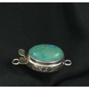  KINGMAN TURQUOISE OVAL SHAPE STERLING CLASP 18x13m 