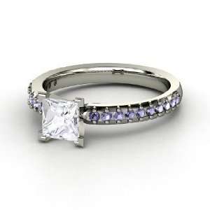  Audrey Ring, Princess White Sapphire 14K White Gold Ring 