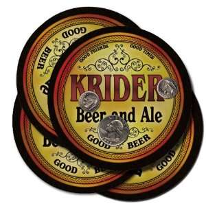  KRIDER Family Name Beer & Ale Coasters 