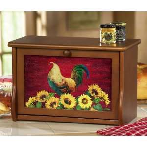  Country Rooster Decor Wooden Bread Box By Collections Etc 