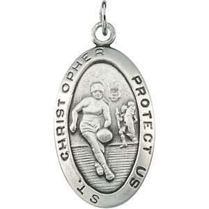    Sterling Silver St. Christopher Basketball Pendant: Jewelry