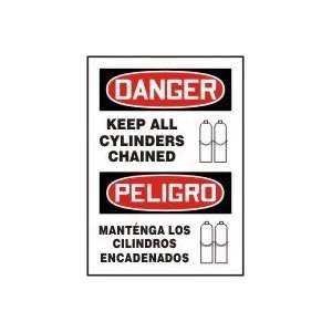 KEEP ALL CYLINDERS CHAINED (W/GRAPHIC) (BILINGUAL) Sign 
