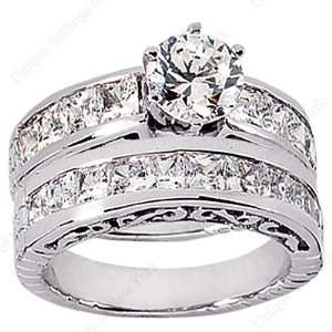  3.05 Ct Diamond Engagement Ring Bridal Set Princess 