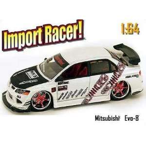   Racer White Mitsubishi EVO 8 1:64 Scale Die Cast Car: Toys & Games