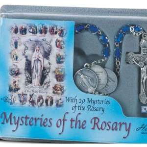 com Mysteries of the Rosary Blue Glass Beads 20 Mysteries Centerpiece 