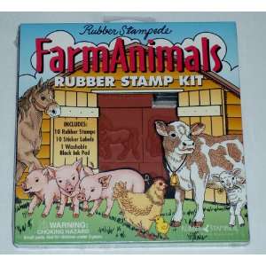  Farm Animals Rubber Stamp Kit Toys & Games