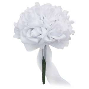  White Silk Rose Toss Bouquet   1 Dozen Silk Roses   Bridal 