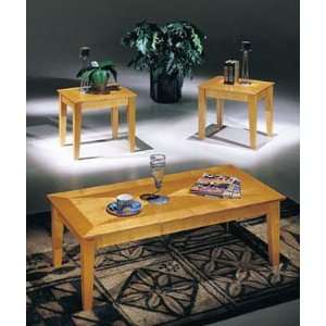    3pc Coffee Table & End Table Set Maple Finish: Home & Kitchen