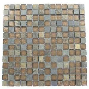 Geological Squares Multicolor Slate & Bronze Glass Tiles 3 