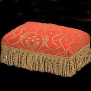    Red Gold fabric FOOTSTOOL foot rest victorian decor