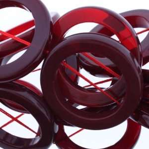  Red Glass Beads : Rings Donut   35mm Height, 35mm Width 