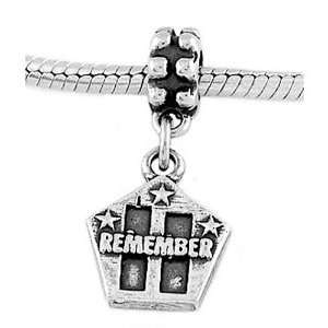 Sterling Silver Remember September 11 Dangle Bead Charm Jewelry
