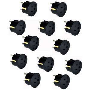  American to European Schuko Outlet Plug Adapter   12 Pack 