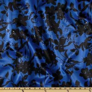  58 Wide Sequined Satin Blue/Black Fabric By The Yard 
