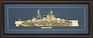 Wood Cutaway Model of USS Arizona (BB 39)  