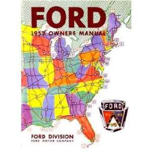  1952 FORD PASSENGER CAR Owners Manual User Guide 
