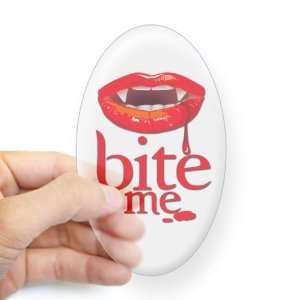    Sticker Clear (Oval) Vampire Fangs Bite Me 
