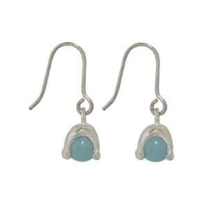   Sterling Silver Earrings with Light Blue Semi precious Stone: Jewelry