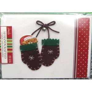  Hallmark Christmas Boxed Cards BXC6351 Felt Mittens 