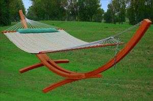 Deluxe Hammock   Quilted Hammock w Arc Wood Stand 14 Long  