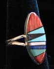 Navajo Indian Ring Multistone Inlay Size 8 3/4 Sterling