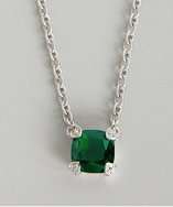 Judith Ripka green quartz and white sapphire pendant necklace style 
