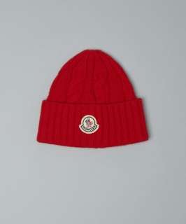 Moncler BABY red wool blend cable knit beanie