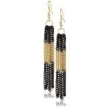 lee angel safina colorblock black and gold multi chain drop earrings $ 