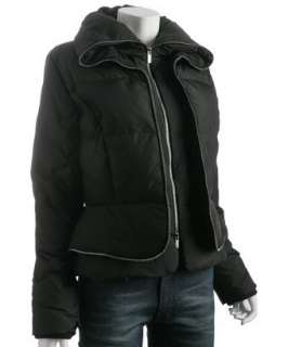 BCBGMAXAZRIA black quilted poly down zip jacket   