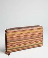 Paul Smith brown striped calfskin travel wallet style# 319650301