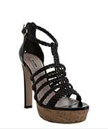 Miu Miu black leather woven platform sandals style# 314932001
