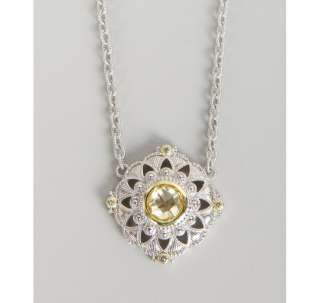Judith Ripka canary crystal and white sapphire windsor pendant 