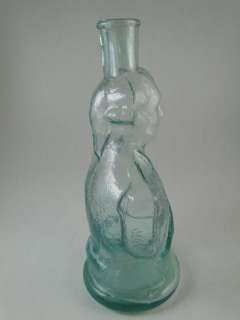 Vintage Figural George Washington Aqua Glass Bottle Primitive Antique 