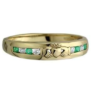  14k Gold Ladies Claddagh Eternity Ring with Diamond and 
