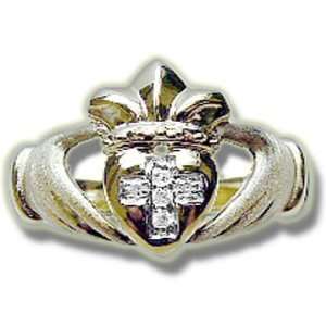  .03 ct Claddagh Cross Ladies Ring: Jewelry