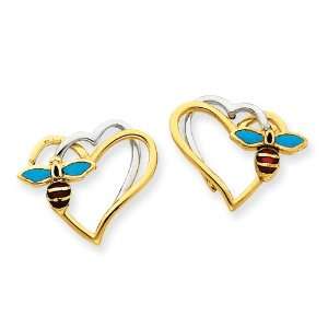  14k Two Tone Enamel Bee Post Earrings: West Coast Jewelry 
