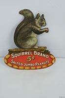 Vintage Squirrel Brand Salted Jumbo Peanuts Metal Sign Very Nice 