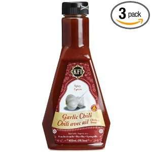 KFI Garlic Chili Chutney Sauce, spicy, 15.4 Ounce Bottles (Pack of 3 