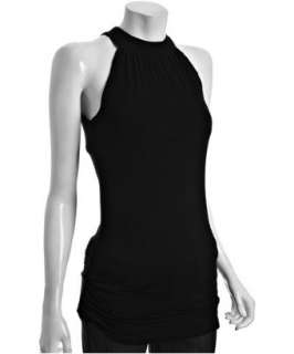 Rebecca Beeson black stretch jersey banded halter top   up to 