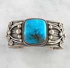 Wallace Yazzie Jr. Turquoise Bracelet Navajo Sterling Silver Native 