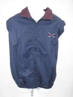 IZOD Navy Burgundy Windbreaker Vest Coat Jacket Sz L  