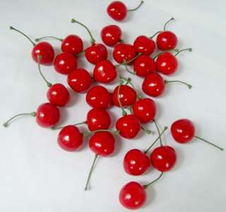 New 20pcs Cherry Decorative Plastic Artificial Fruits  