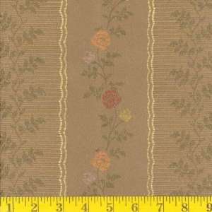  54 Wide Satin Jacquard Rose Stripe Latte Fabric By The 