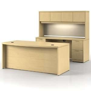   Desk & Credenza Set, Natural Maple Laminate, Macadam