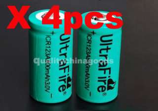 4pcs UltraFire Rechargeable CR123A 3.0V Battery + Charg  