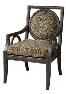 Uttermost Channing Armchair Animal Print Brass Nailhead Accents 