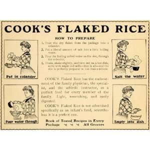  1901 Ad Cooks Flaked Rice Food Preparation Instruction 