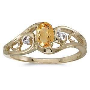   Yellow gold November Birthstone Oval Citrine And Diamond Ring: Jewelry