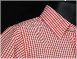   Boys SEERSUCKER s/s DRESS SHIRT size 3T 3 T Orange White BUTTON FRONT