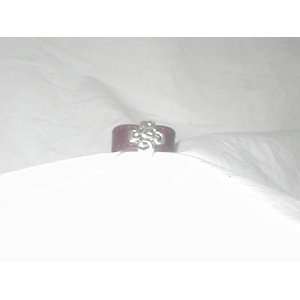  + Metal Scroll Emblem Ring 7   8 with Leather Band 